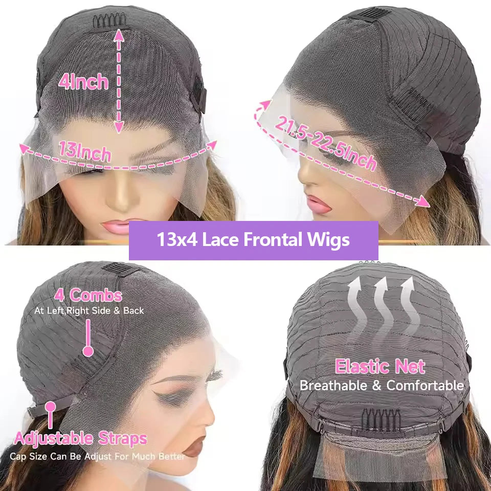 Wig Queen Balayage Body Wave Lace Front Wig Brazilian Hair