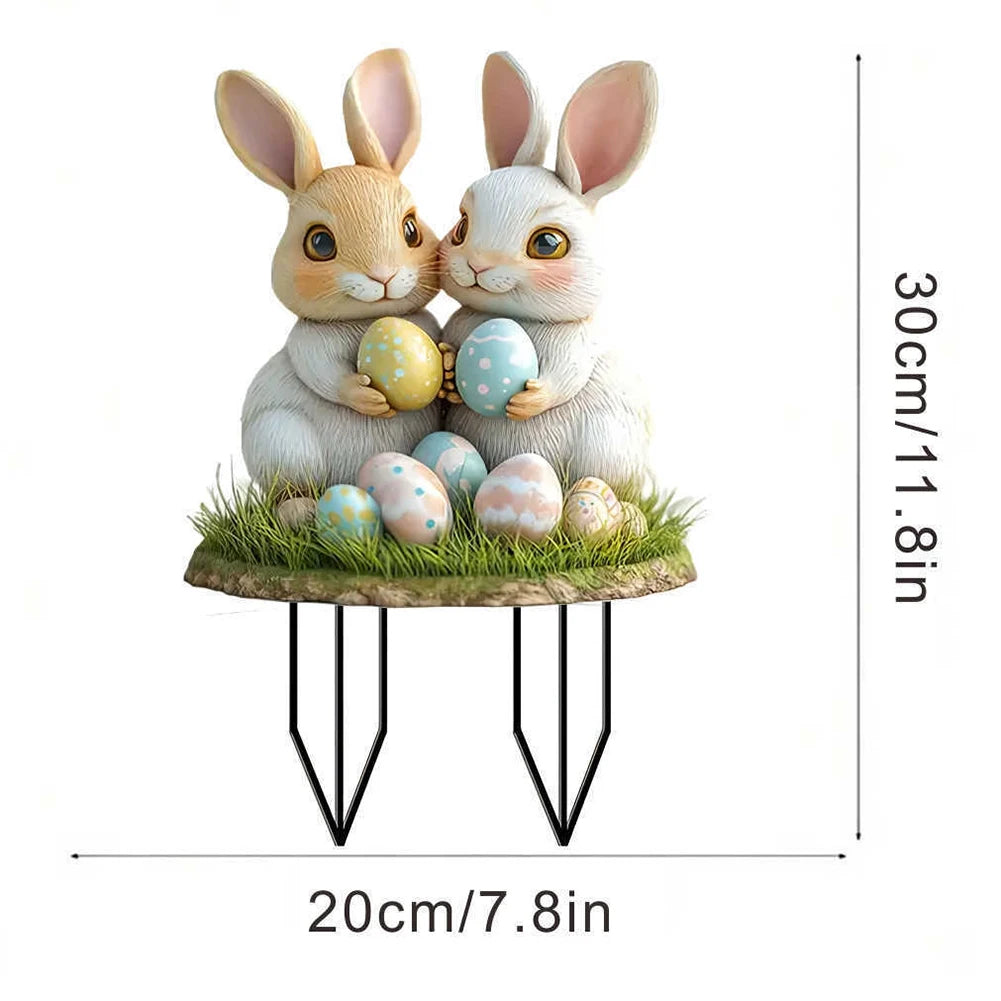 Easter Garden Stake Decor Multi-Function Courtyard Statue High-Quality Acrylic Figurine Waterproof Patio Sculpture Outdoor Decor