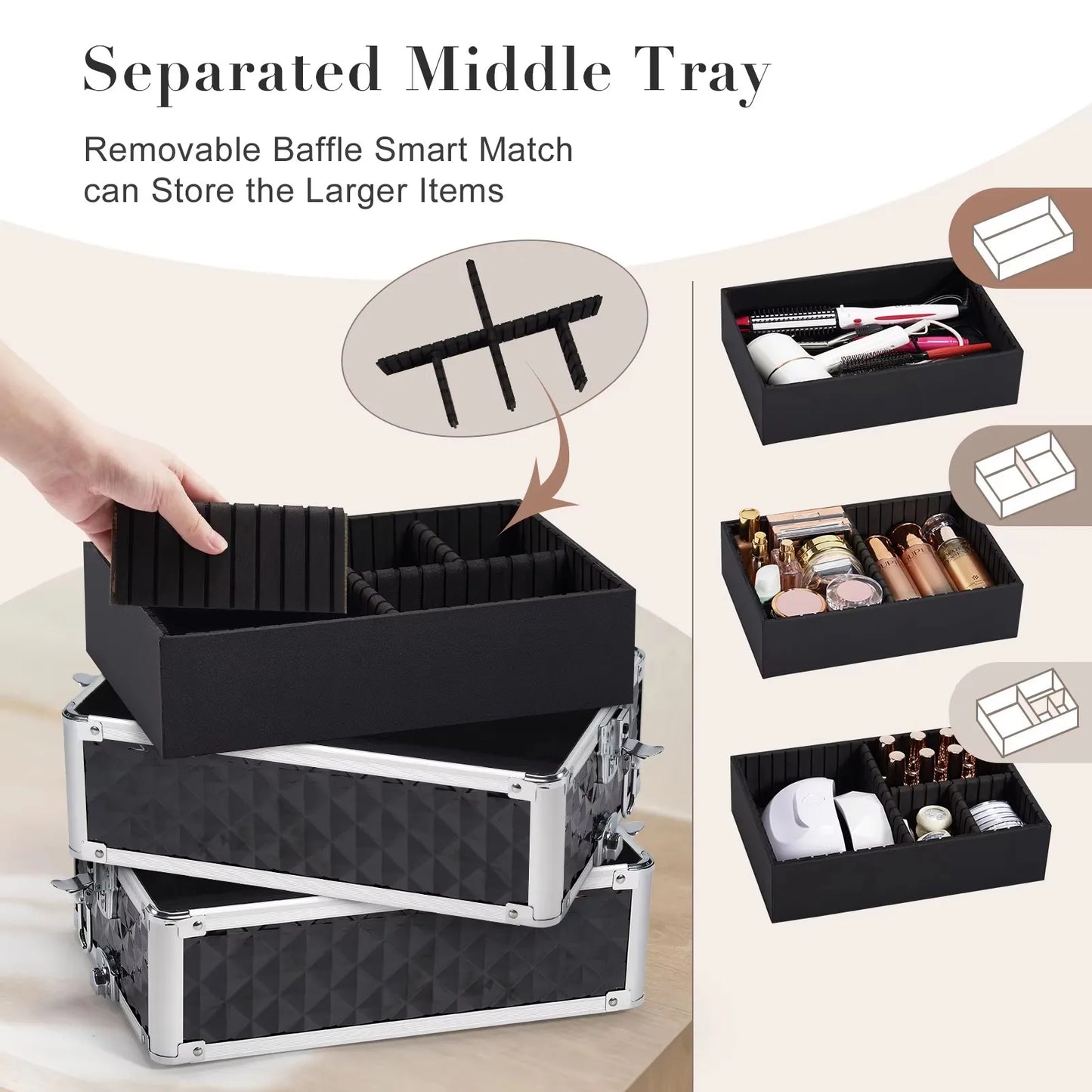 Maxulene Makeup Trolley Case 4 In 1 On Wheels