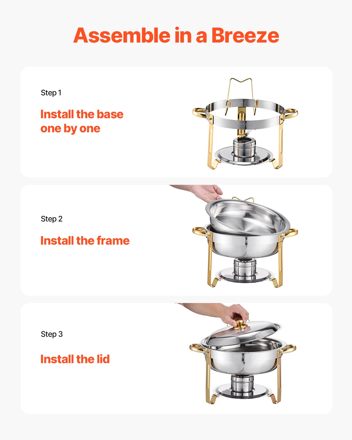 Succebuy Stainless Steel Chafing Dish Buffet Set 4 Pans