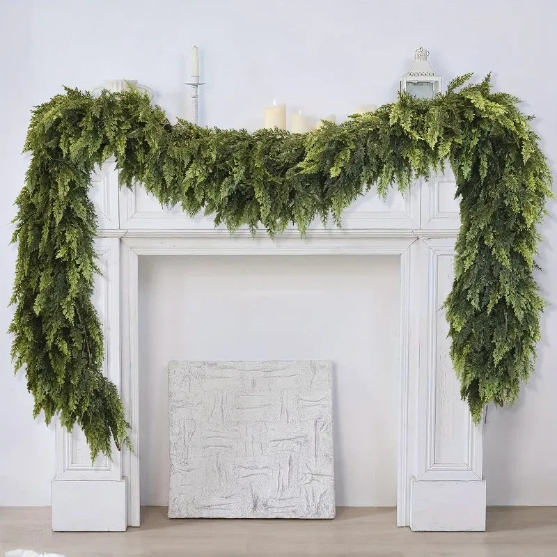 1pc 1.5m/1.8m Realistic Christmas Garland - Artificial Pine Wreath for Fireplace, Outdoor & Farmhouse Decor