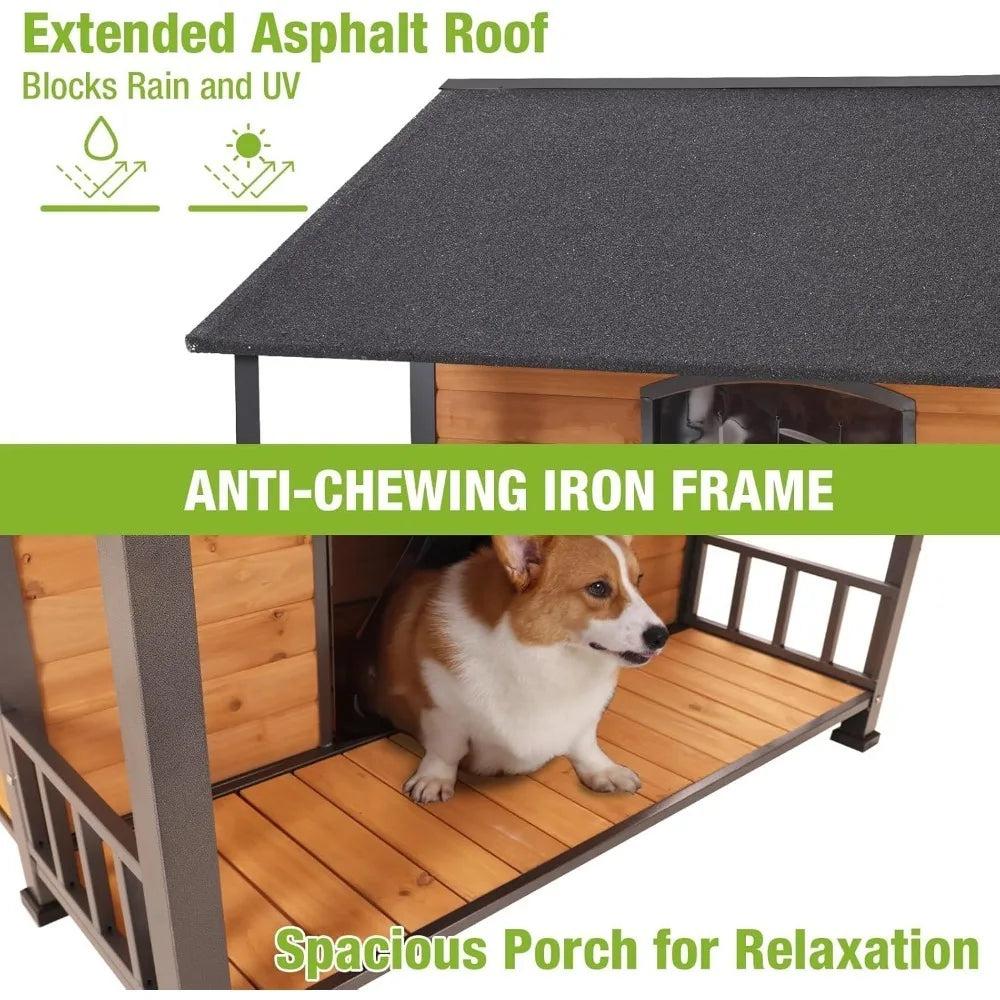 Weatherproof Iron Frame Insulated Outdoor Dog House Shelter