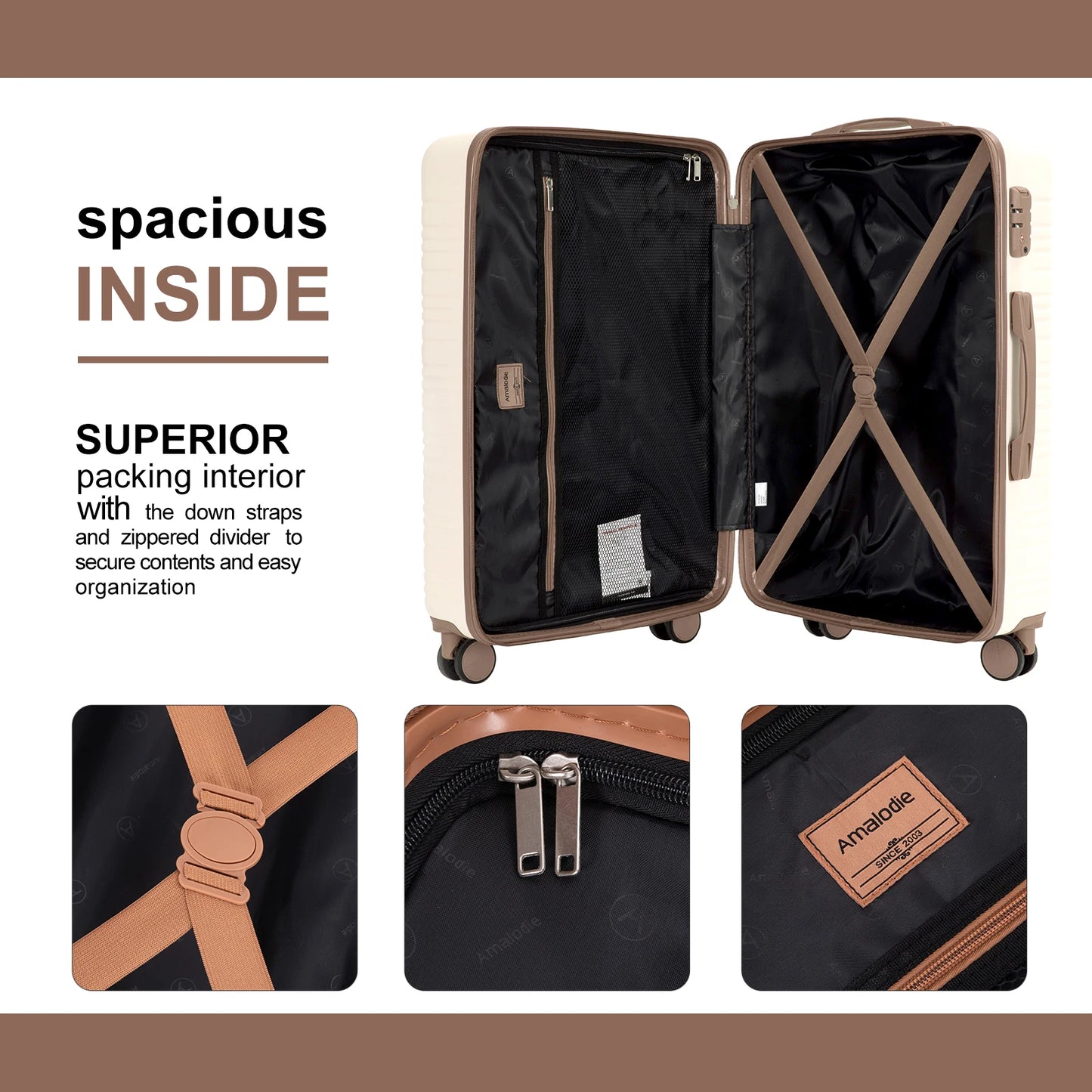 Amalodie 5 Piece Luggage Set Hardside Spinner TSA Lock
