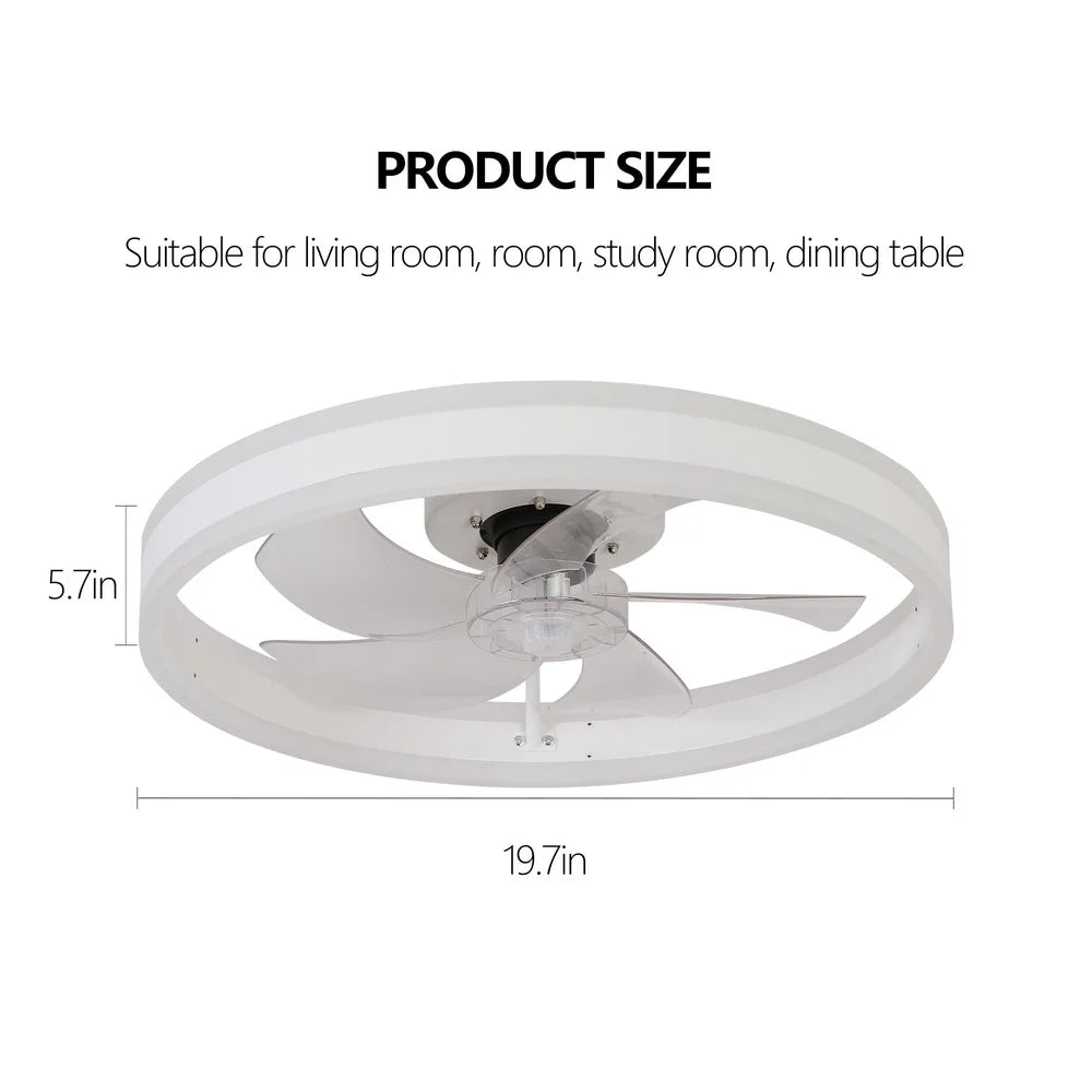 XMSJ Bladeless Ceiling Fan With Remote Dimmable LED