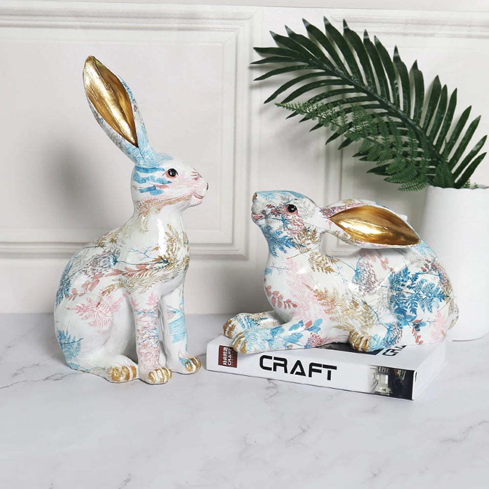 Rabbit Statue Creative Lifelike Rabbit Sculpture Rabbit Decoration Easter Bunny Ornament for Home Office Desktop