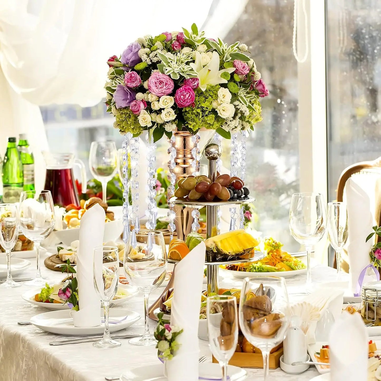 Hign Concerned Wedding Centerpieces Crystal Flower Stand Vases 4 Pieces