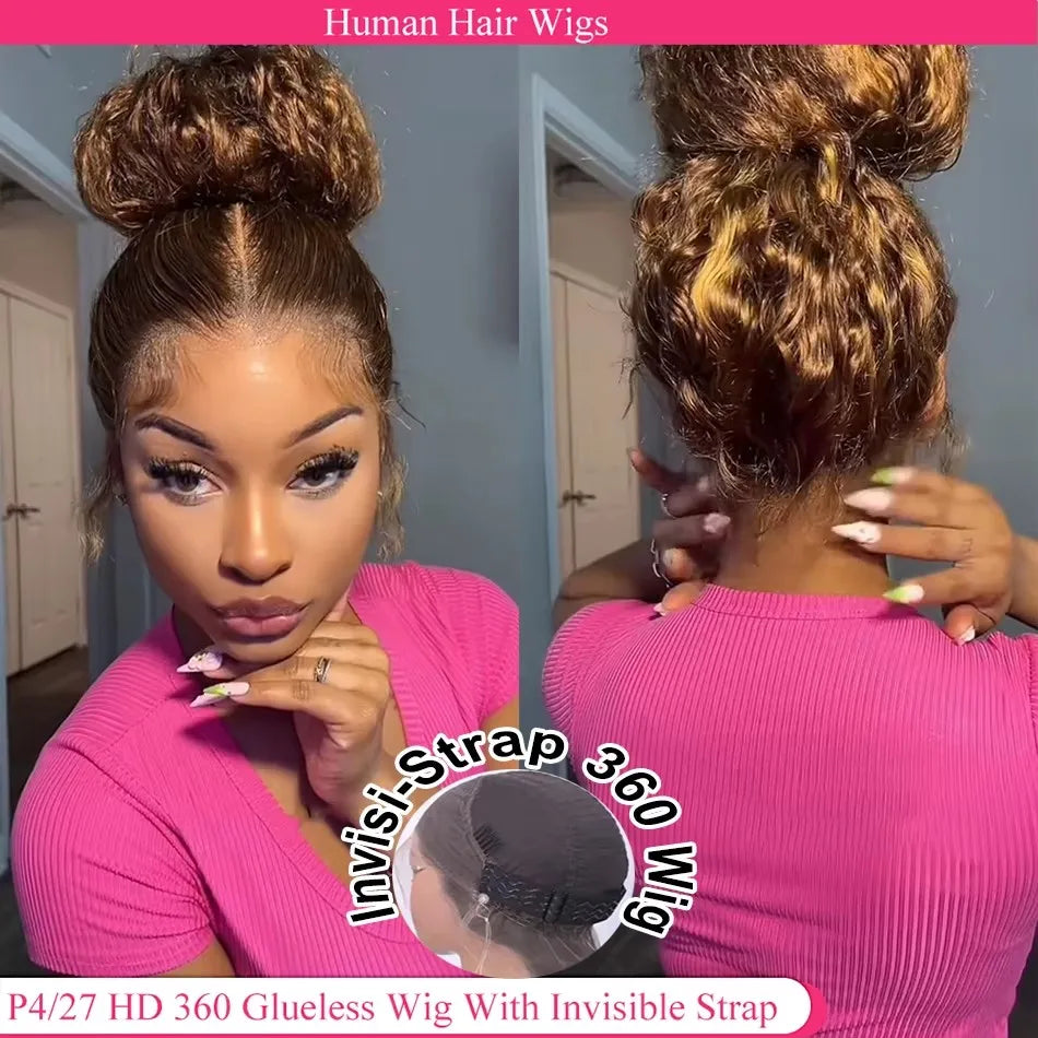 FroloCap 360 Full Lace Wig Human Hair Deep Wave Frontal