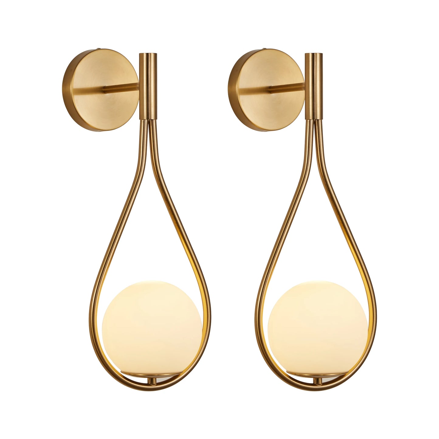 ARLGSITE Set Of 2 Modern Golden Wall Sconces Opal Glass