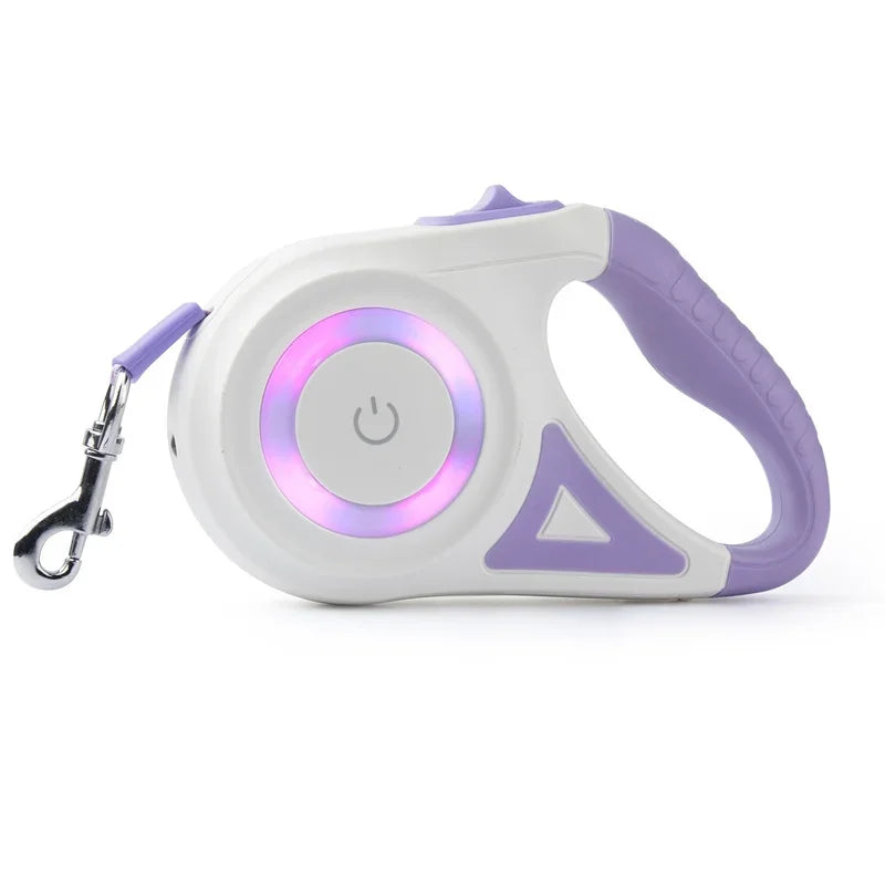 Booteely Retractable Dog Leash With LED Light Nylon Lead