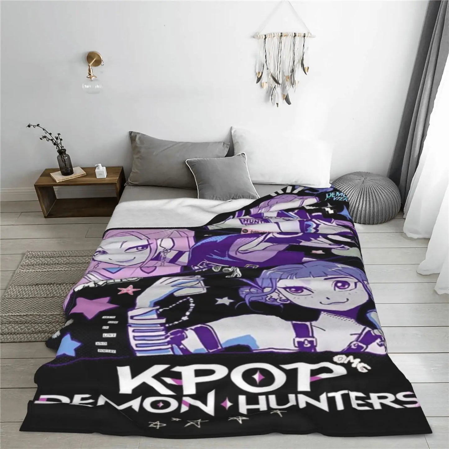Huntrix Cozy Flannel Blanket Demon Hunter Anime Gift Fans