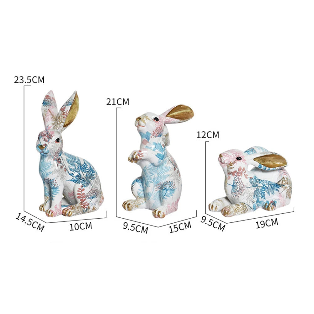 Rabbit Statue Creative Lifelike Rabbit Sculpture Rabbit Decoration Easter Bunny Ornament for Home Office Desktop
