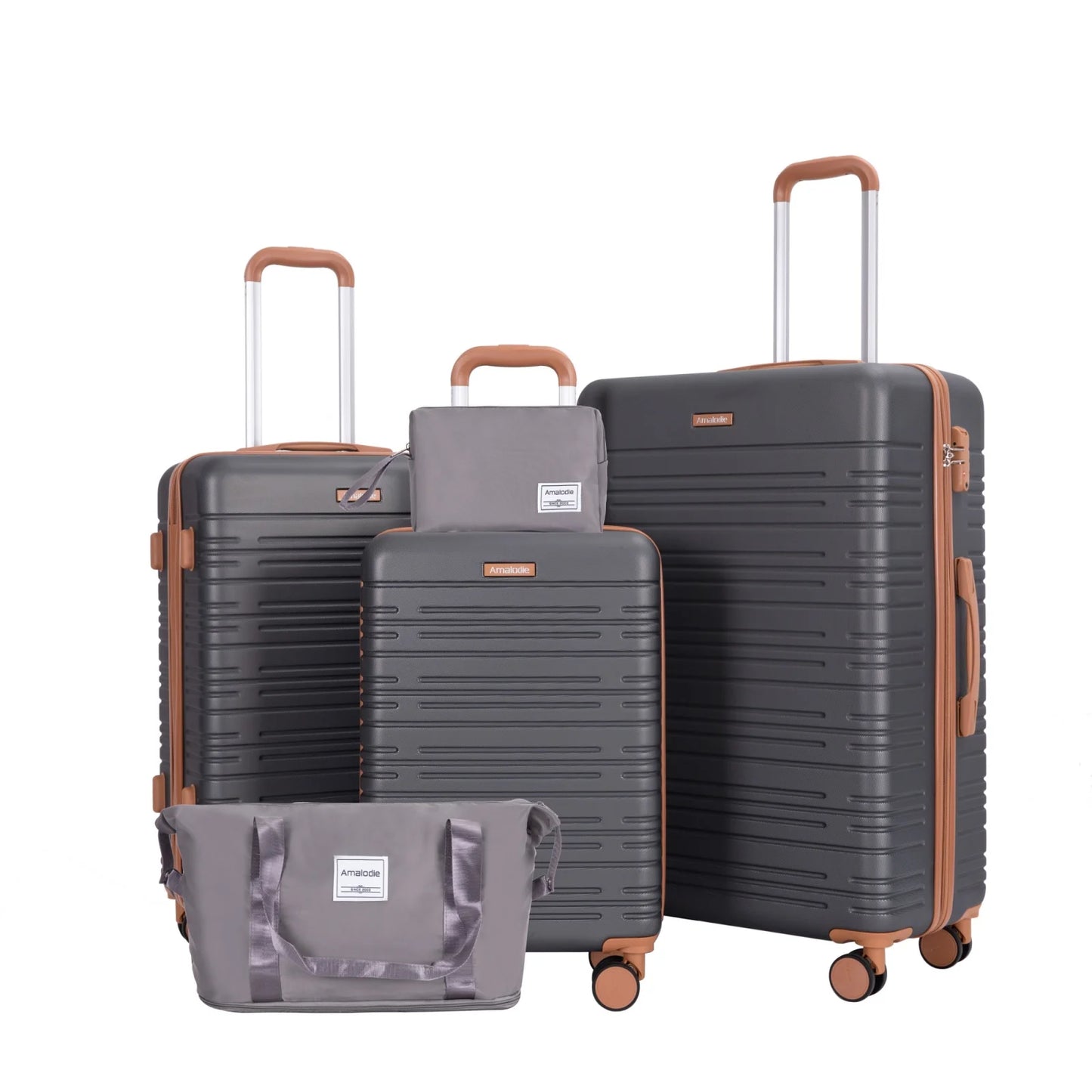 Amalodie 5 Piece Luggage Set Hardside Spinner TSA Lock