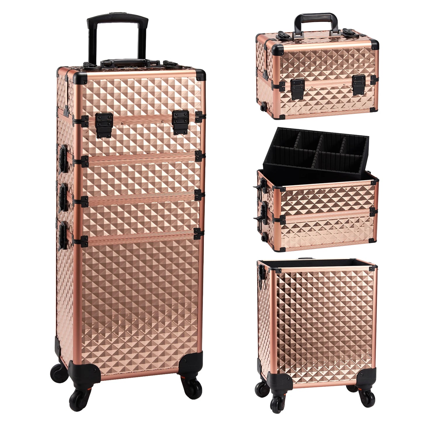 Maxulene Makeup Trolley Case 4 In 1 On Wheels