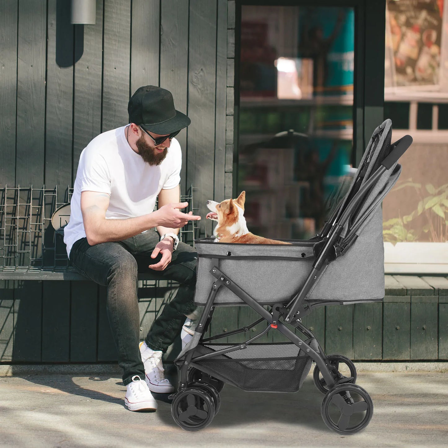 Breed Dog Stroller For Cats And Dogs With Poop Bags