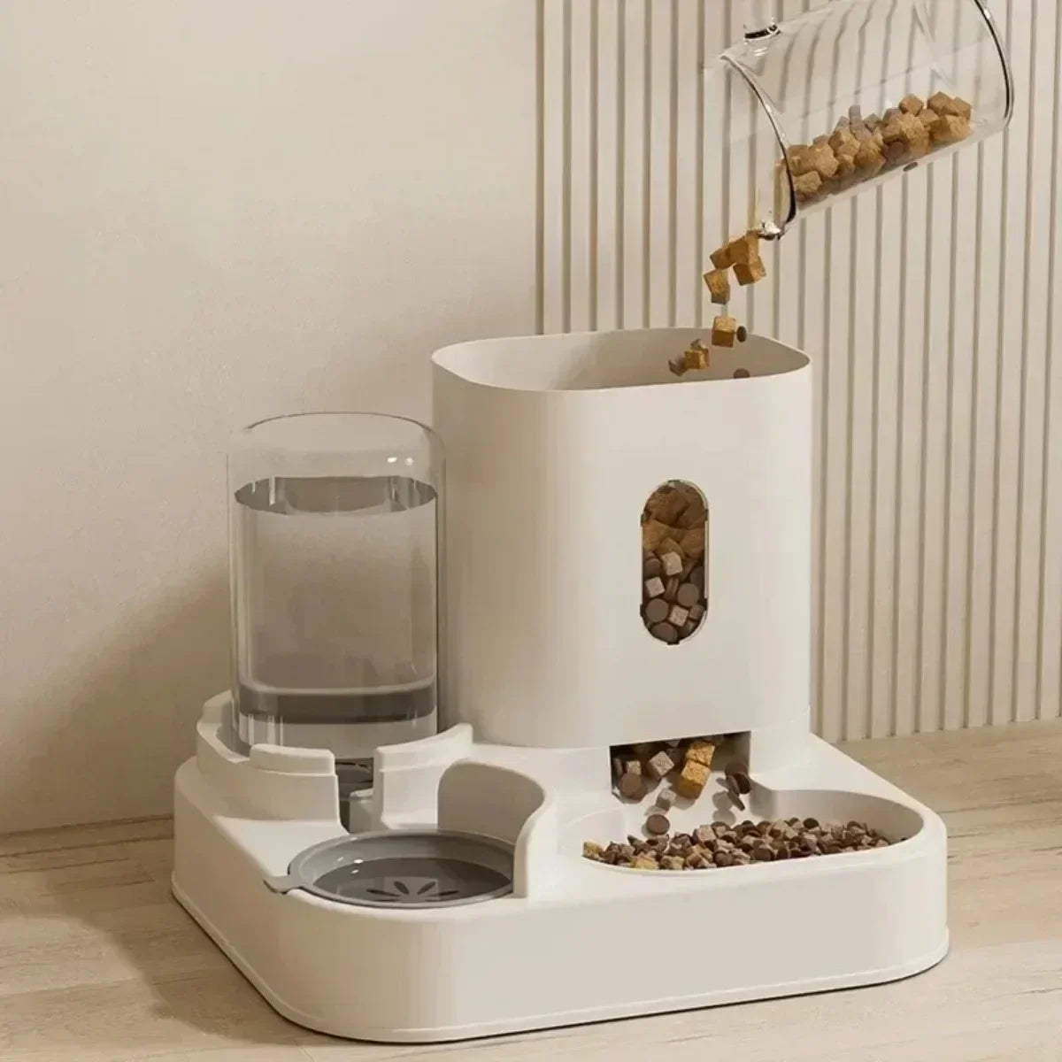 Feature Automatic Feeder Dog Cat Food Bowl Water Fountain