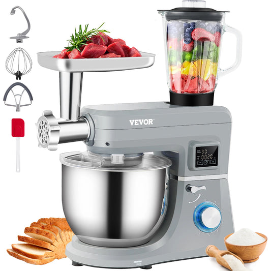 VEVOR 5-In-1 Stand Mixer With Stainless Bowl Dough Hook