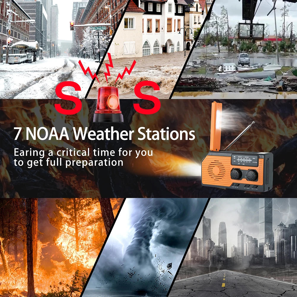 TAKEZERO Solar Hand Crank Radio AM FM NOAA Flashlight