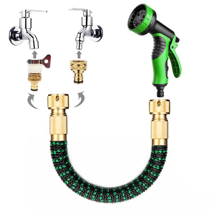 Expandable Garden Hose With Water Gun For High Pressure Watering