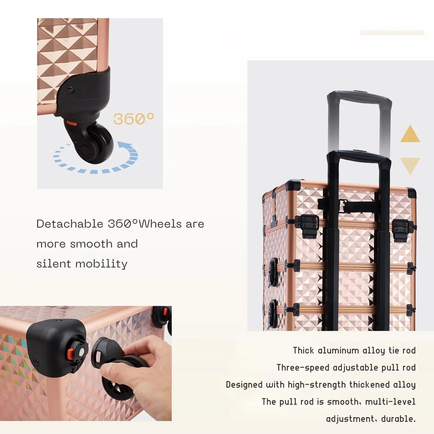 Maxulene Makeup Trolley Case 4 In 1 On Wheels