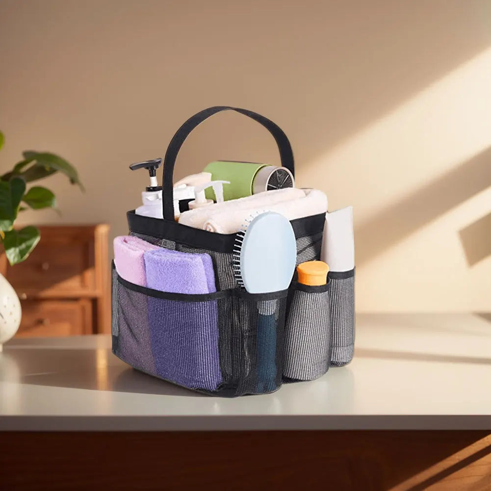 Mesh Shower Caddy Portable Shower Bag Multi-pockets Shower Basket Quick Dry Shower Tote Bag with Handle for College Dorm Travel