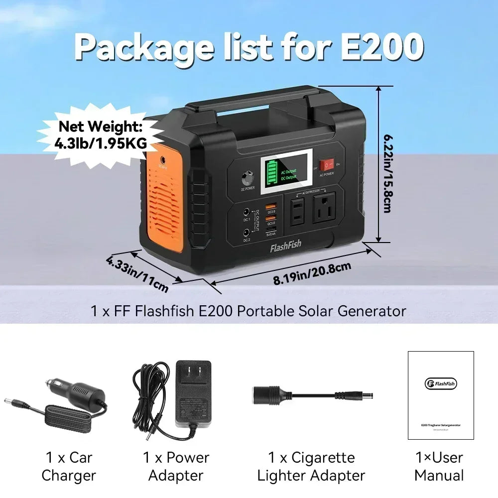 Cart Portable Power Station 151Wh Solar Generator AC 230V