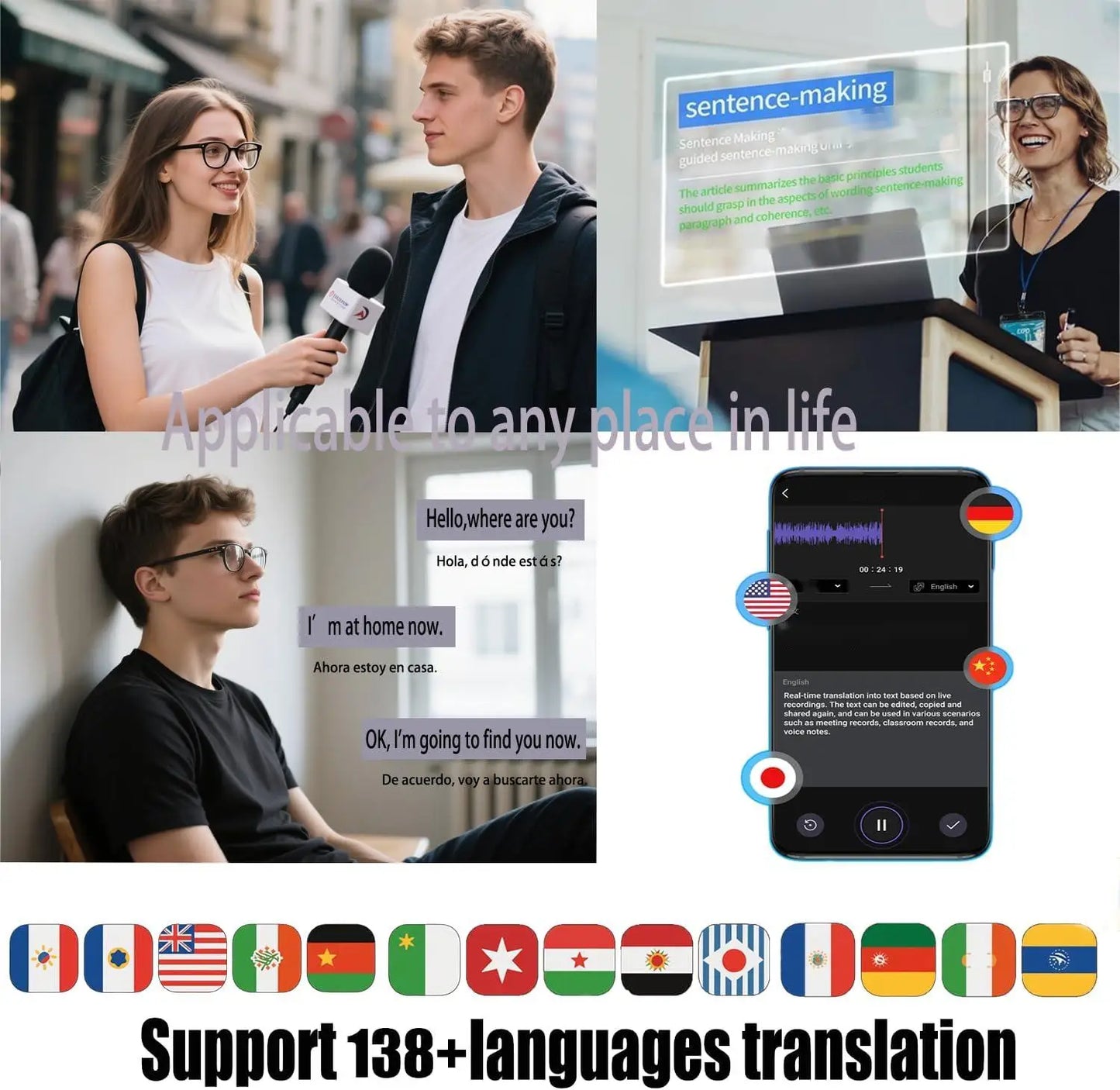 Giinova AI Translation Smart Glasses Real Time 160 Languages