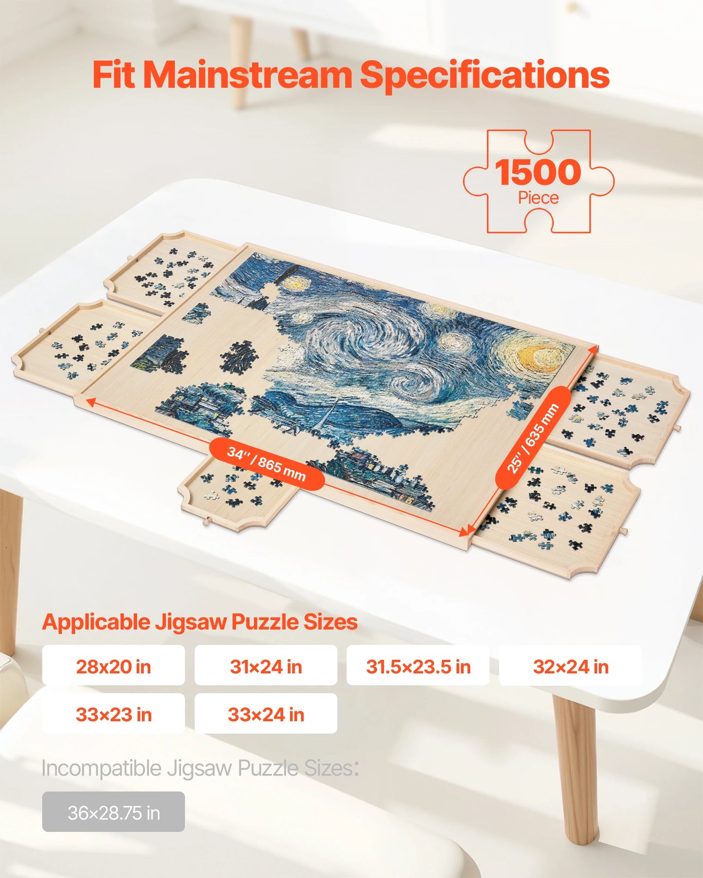 SucceBuy Rotating Puzzle Board With Drawers And Cover