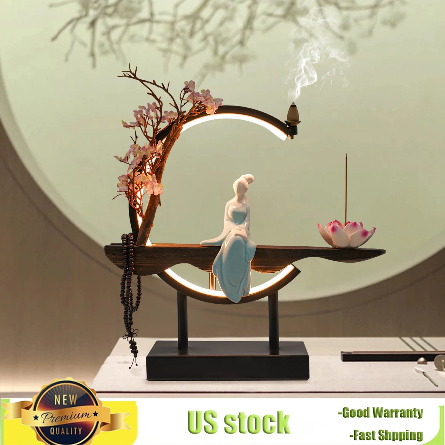 Bymaocar Zen Backflow Incense Burner Set Tabletop Decoration