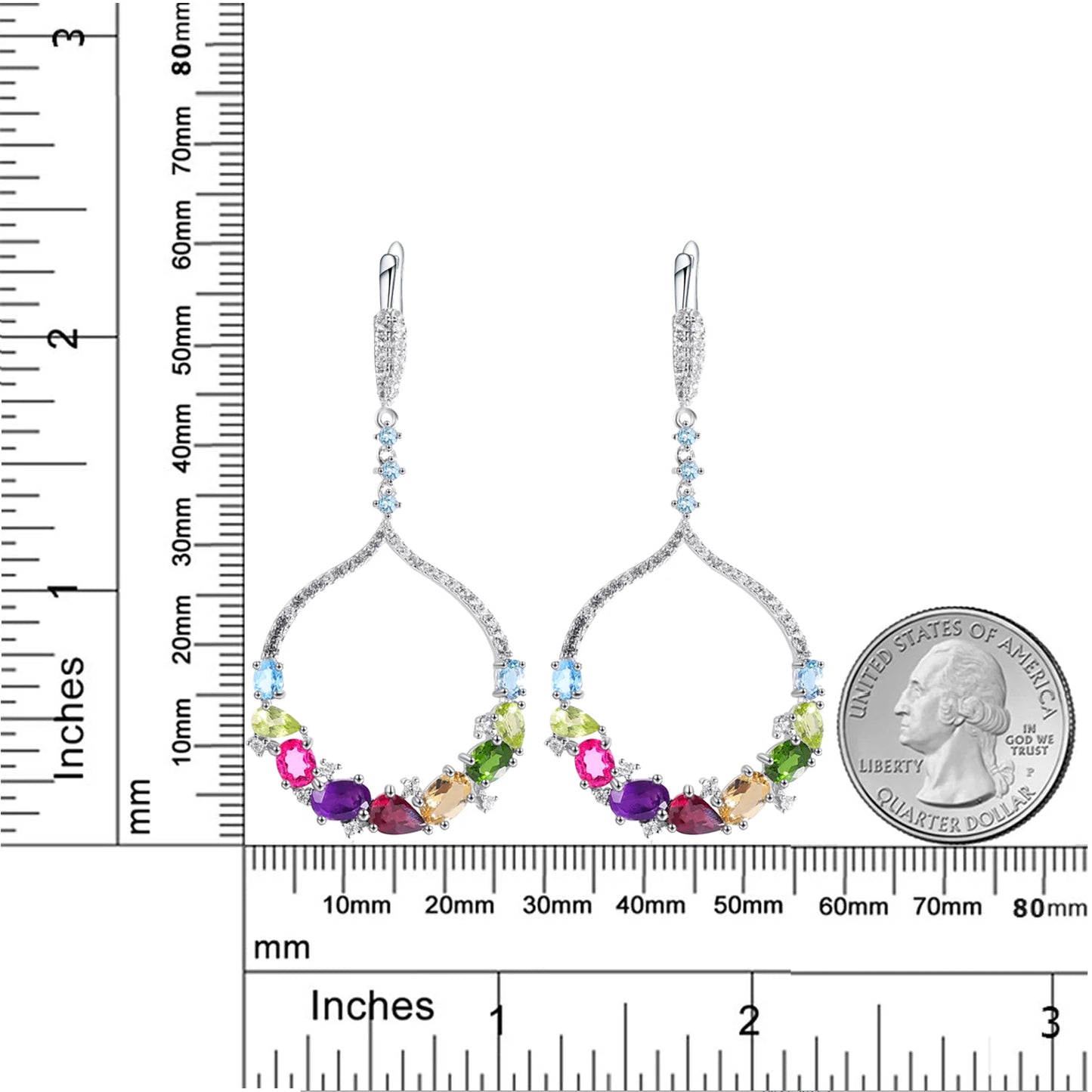 GEM'S BALLET Gemstone Dangle Earrings Sterling Silver