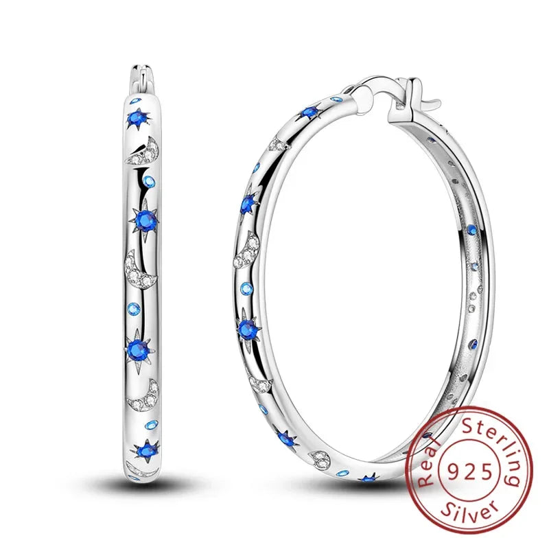 925 Sterling Silver Hoop Earrings Square Circle Heart