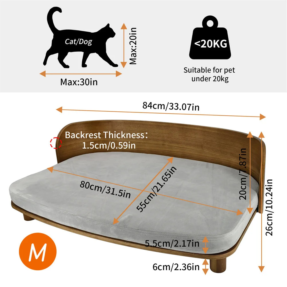 Borwartcn Elevated Dog Bed Solid Wood Legs Removable Cover
