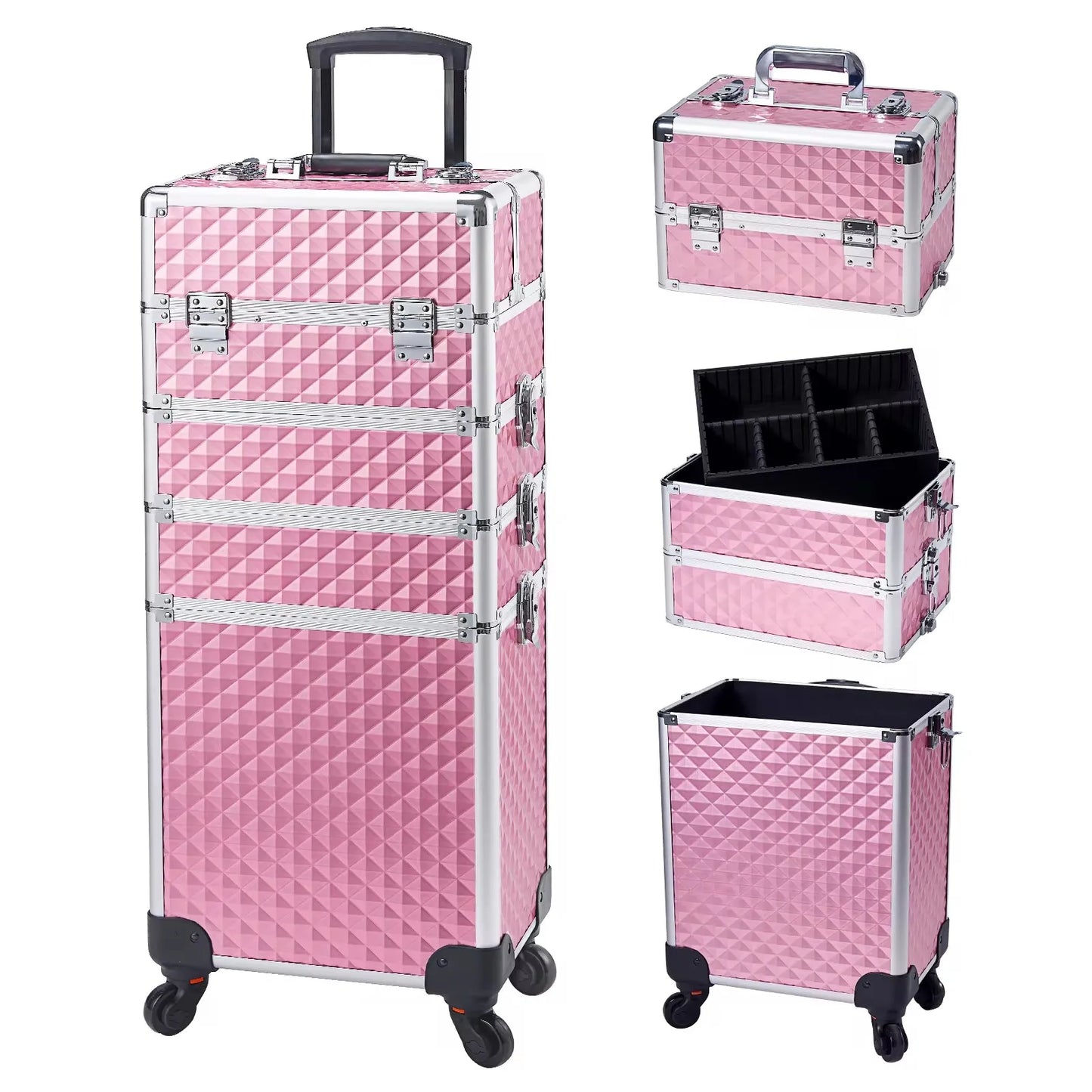 Maxulene Makeup Trolley Case 4 In 1 On Wheels