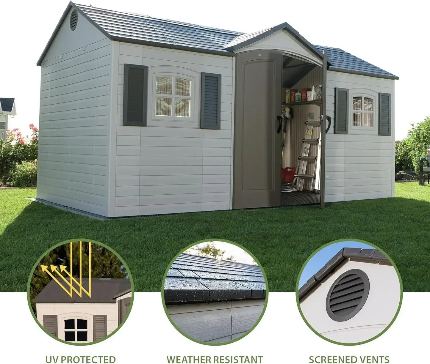 Outdoor Storage Shed Heavy Duty Garden Shelter Weatherproof UV Resistant