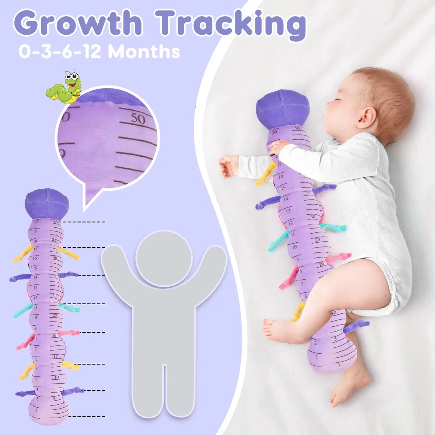 Infant Sensory Discovery Toy, Plush Caterpillar with Sounds & Textures - Engaging & Durable for 0-12 Month Old Babies