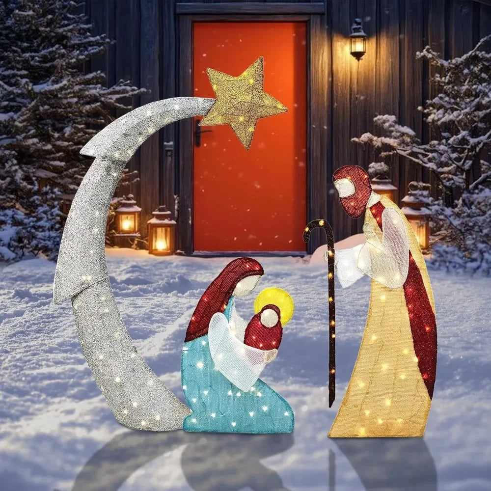 Hot Sale Outdoor Lighted Nativity Scene With light Waterproof Nativity Scene Christmas Decoration Easter Yard Decoration