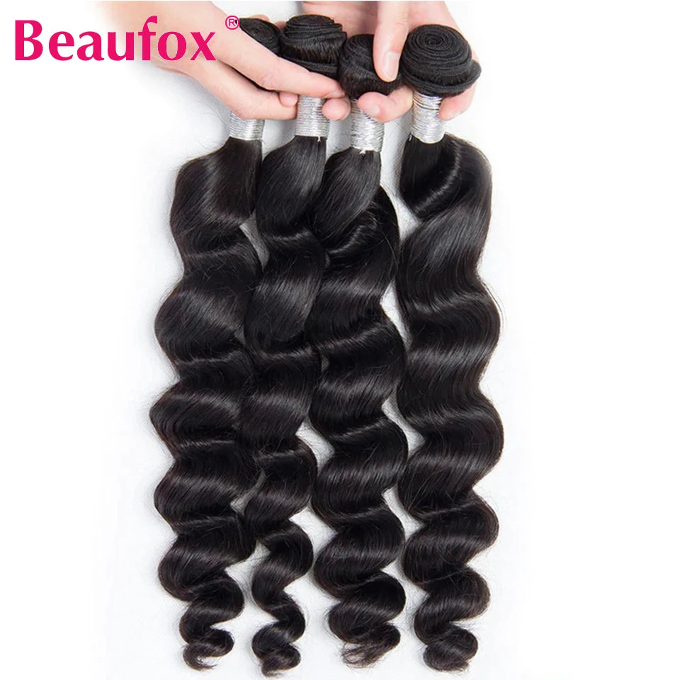 Beaufox Loose Wave Indian Hair Bundles Weave Remy Extensions