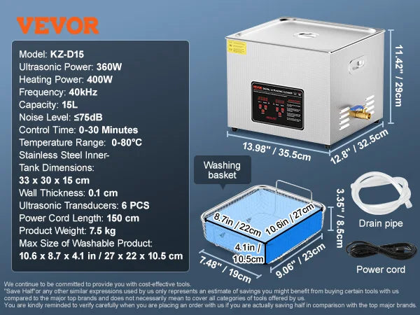 Succebuy Ultrasonic Cleaner Stainless Steel Portable