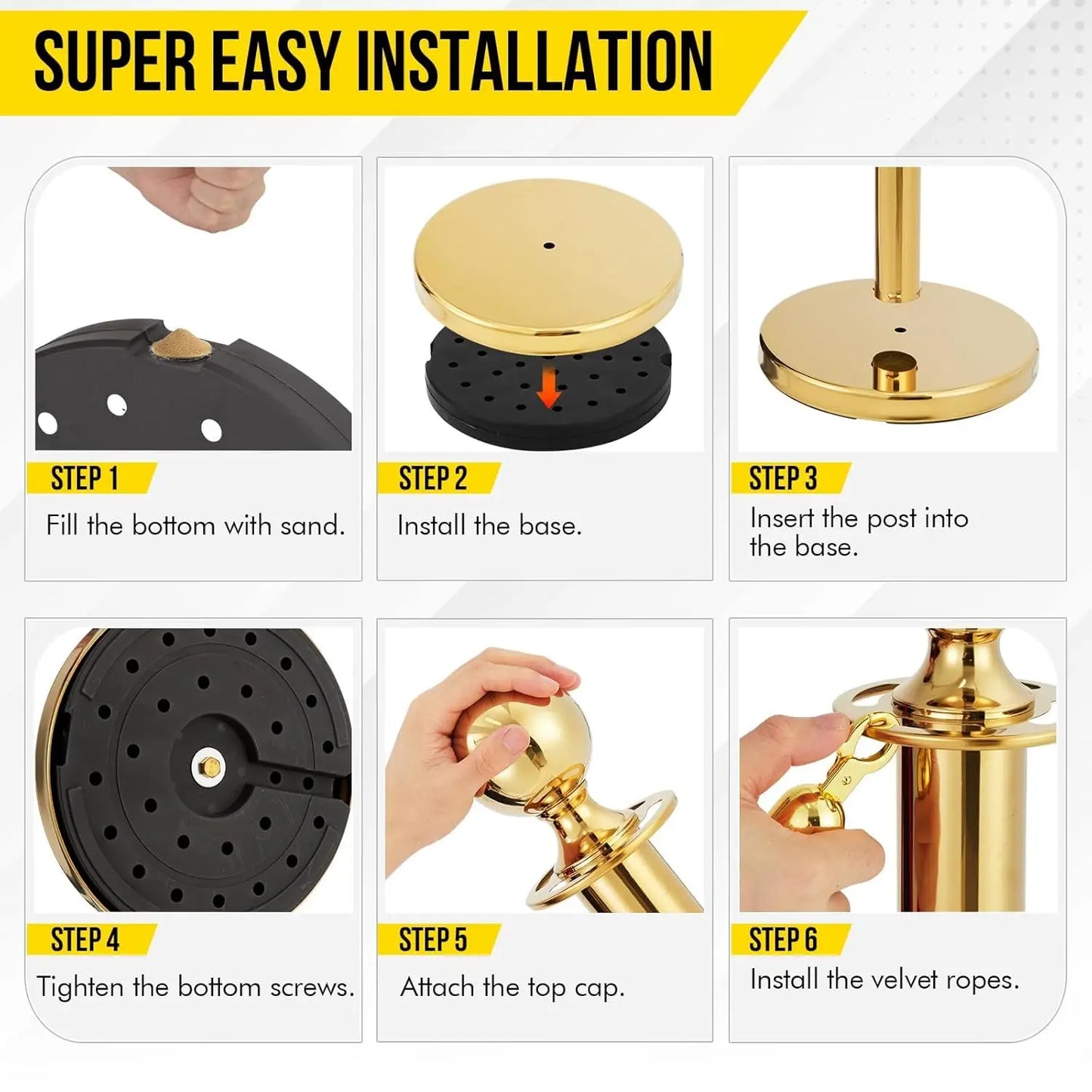 HiMISSCN Stanchion Posts With Velvet Ropes VIP Events