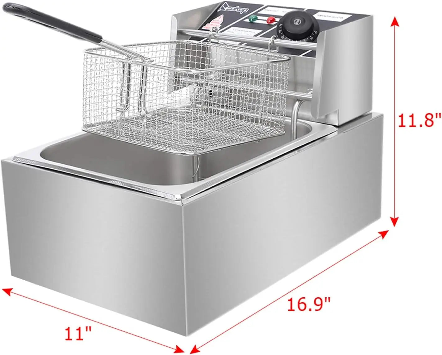 Iosn Electric Fryer Stainless Steel Countertop Deep Fryer