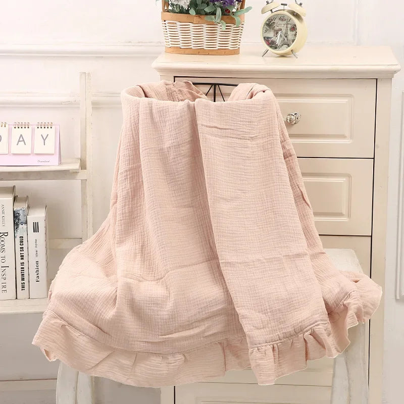 Zhejiang Ruffled Muslin Baby Swaddle Blankets 100 Cotton