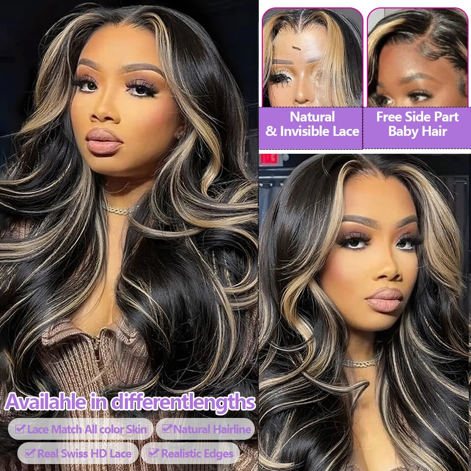 Wig Queen Balayage Body Wave Lace Front Wig Brazilian Hair