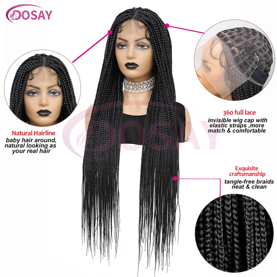 Dosay Synthetic Box Braided Wig Full Lace Cornrow Wig