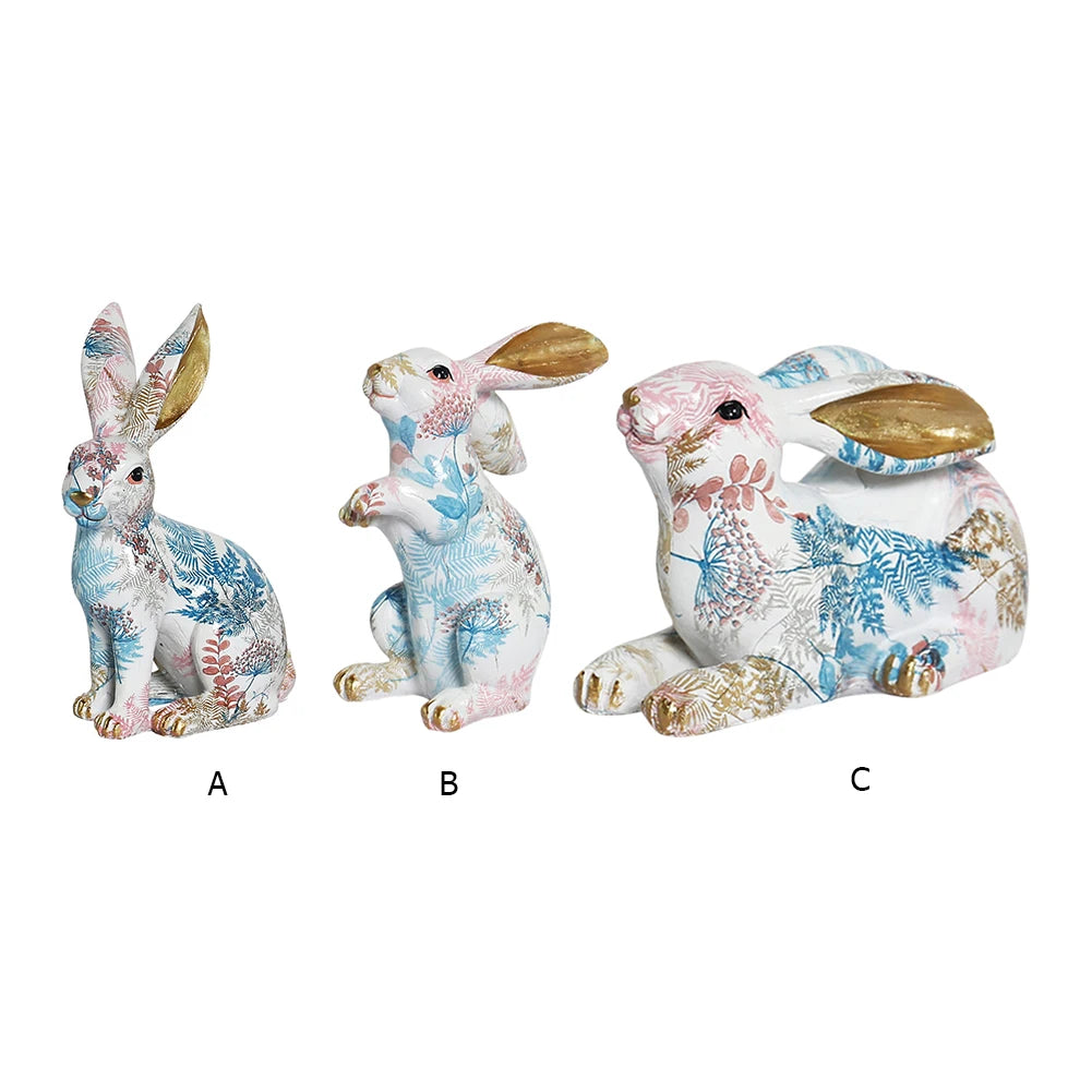 Rabbit Statue Creative Lifelike Rabbit Sculpture Rabbit Decoration Easter Bunny Ornament for Home Office Desktop