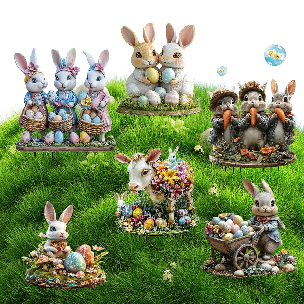 Easter Garden Stake Decor Multi-Function Courtyard Statue High-Quality Acrylic Figurine Waterproof Patio Sculpture Outdoor Decor
