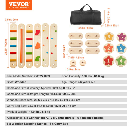 SucceBuy Balance Beam Stepping Stones Wooden Toddler Boards