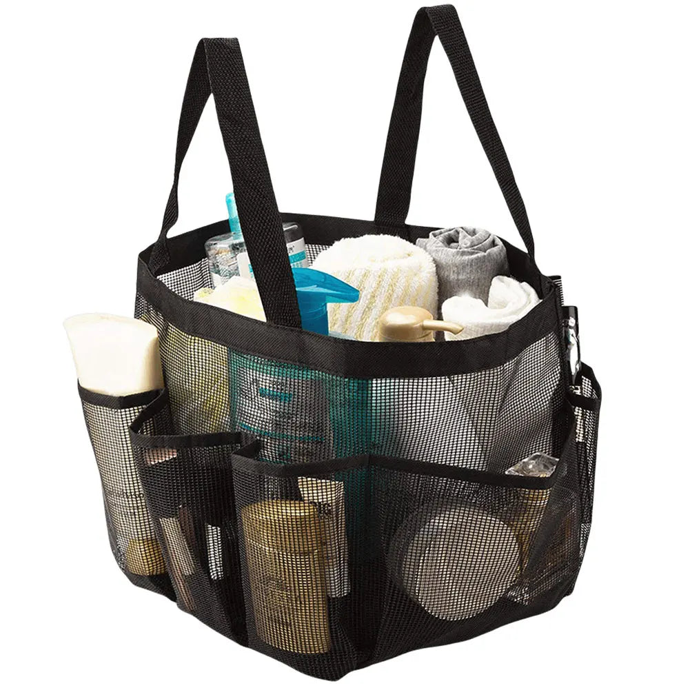 Mesh Shower Caddy Portable Shower Bag Multi-pockets Shower Basket Quick Dry Shower Tote Bag with Handle for College Dorm Travel