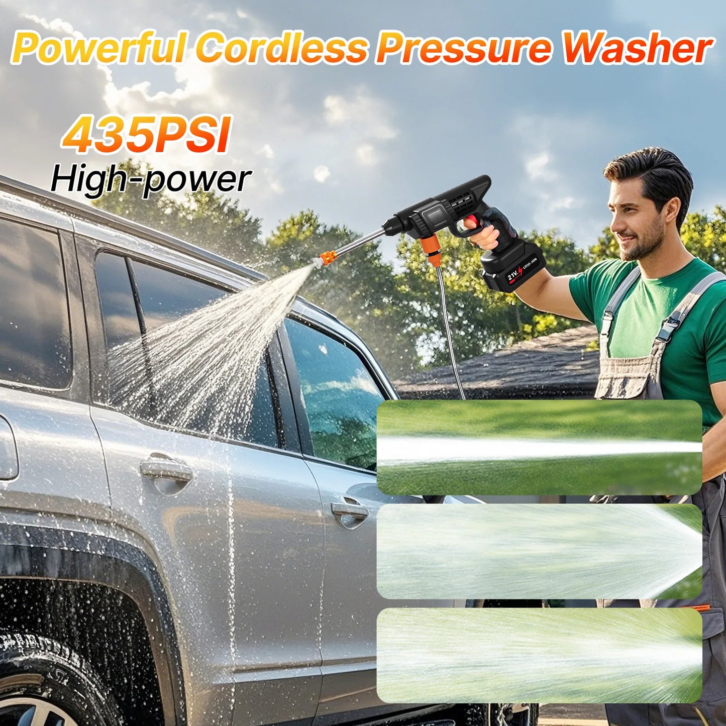 Hign-concerned Cordless Pressure Washer 3-In-1 Nozzle