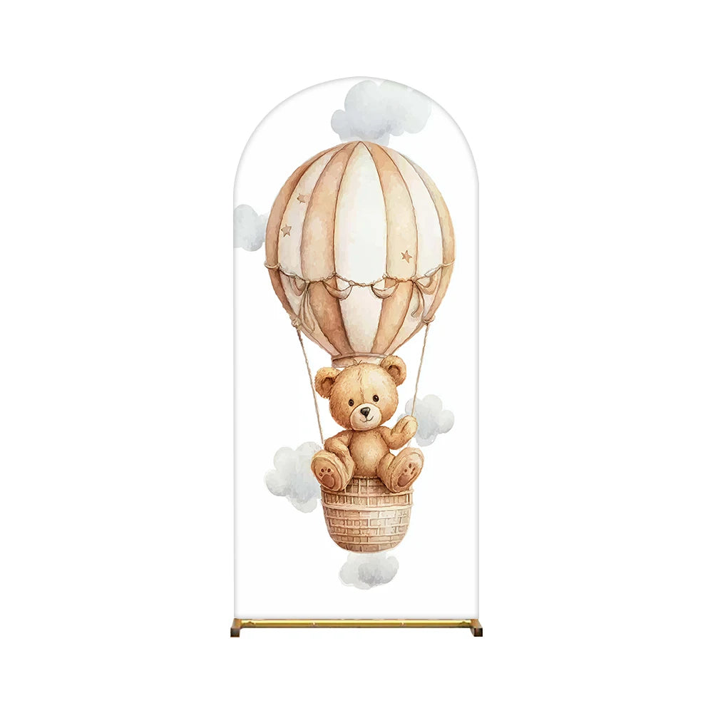 Teddy Bear Hot Air Balloon Theme Arch Backdrop, Cute Style, Durable, Kids Birthday/Party Decor, Seasonal Use, Event Scene