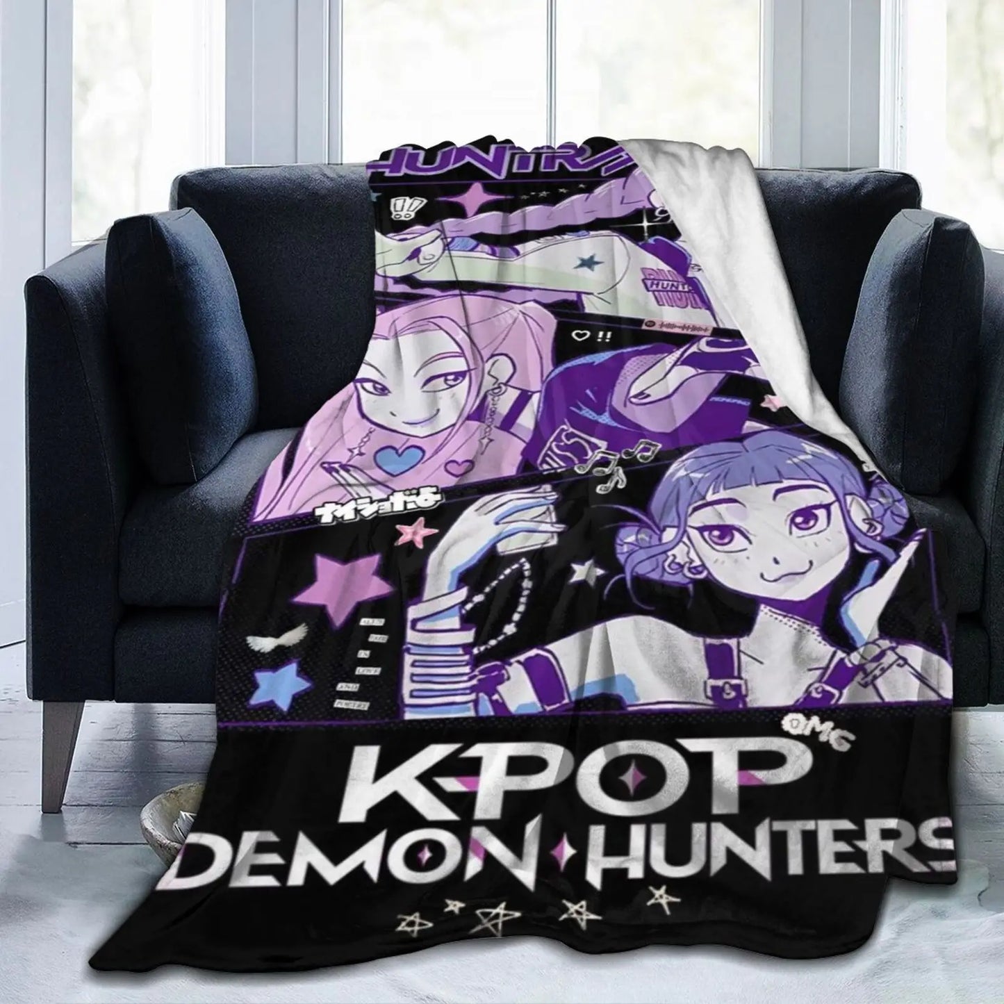 Huntrix Cozy Flannel Blanket Demon Hunter Anime Gift Fans