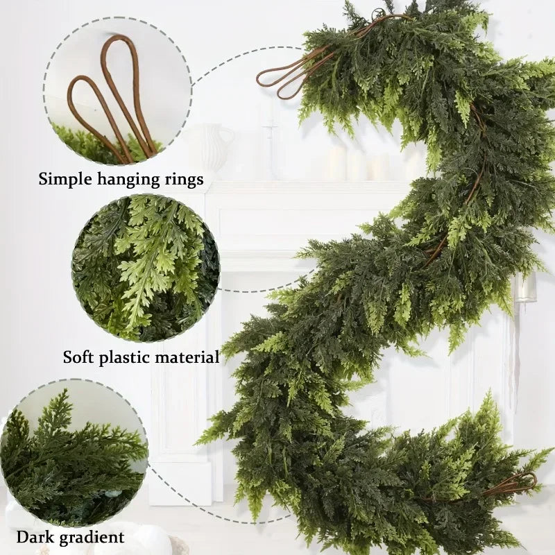 1pc 1.5m/1.8m Realistic Christmas Garland - Artificial Pine Wreath for Fireplace, Outdoor & Farmhouse Decor